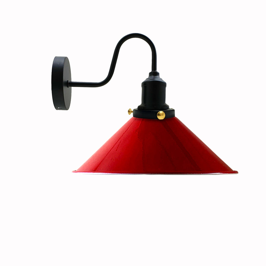 LEDSone Industrial Vintage Ratio Red Swan Neck Wall Light Indoor Sconce Metal Cone Shape Shade~3488